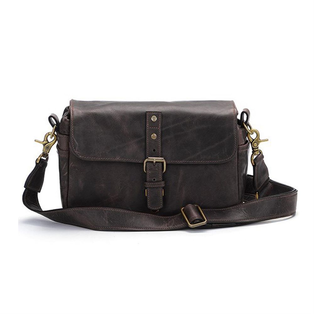 ONA Bowery Dark Truffle Small Leather Shoulder Bag