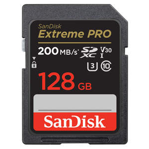 SanDisk SDXC Extreme Pro 128GB | 200MBs | UHS-I Class 10 Memory Card