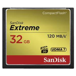 SanDisk CF Extreme 32GB Memory Card 120MB/s read speed, 85MB/s write speed