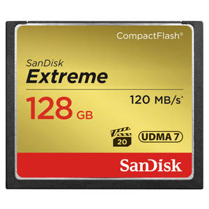 SanDisk CF Extreme 128GB Memory Card 120MB/s read speed, 85MB/s write speed