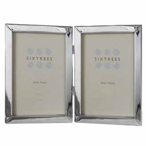 Sixtrees Silver Twin Photo Frame for 2 3x2 inch Photos