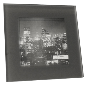 Sixtrees Thyme Grey Frosted 4x4 Inch Glass Photo Frame Overall Size 5.75 Inch Square