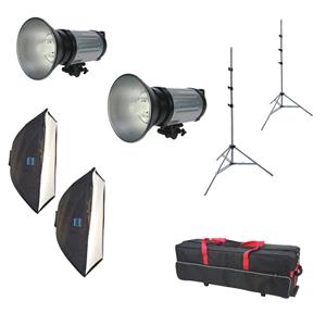 Dorr DE 500 Studio Flash Kit Inc 2x 500Ws Flash Heads 2x Softboxes 2x Light Stands