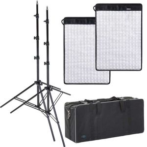 Dorr FX-4555 LED Flexible Light Panel Kit | 2 Light Panels | 2 Stands | 1 Bag | Daylight 5600K