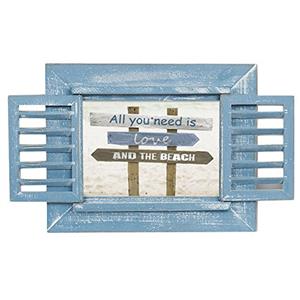 Varazze Slatted Blue Wooden 7x5 inch Photo Frame Overall Size 10x8 inches