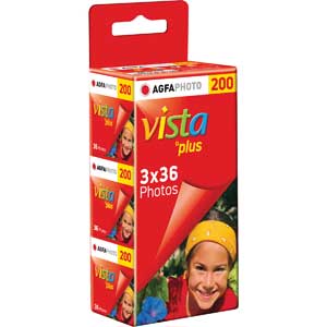 AgfaPhoto Vista Plus ISO 200 36 Exp 35mm Colour Print Film - 3 Pack