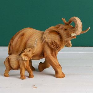 Naturecraft Wood Effect Resin Figurine - Elephant & Baby Ornament