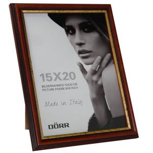 Dorr Tessin Mahogany and Gold Wood 8x6 Photo Frame | Made in Italy | Stand or Hang