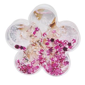 Dorr Flower Shaped Snow Globe with Floating Pink Flowers and Snow