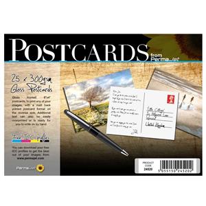Permajet PostCards, 6x4, Gloss, 300gsm, Pack of 25