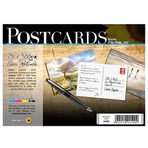 Permajet Make Your Own Postcards 6x4 Gloss 300gsm Pack of 25 with Sleeves