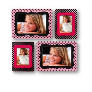 Sticky Photo Frame for 4 Photos - Pink and Black