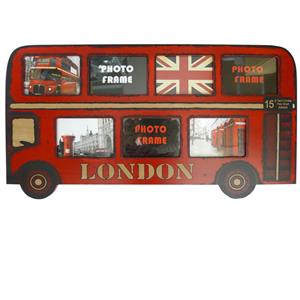 Big Red London Bus Wood Photo Frame for 7 Photos