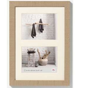 Walther Home Wooden Picture Frame - 16x11 inch - (Insert for 2x 8x6) Beige Brown