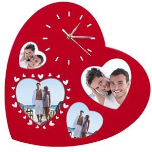 Serena Heart Shaped Multi Aperture Frame and Wall Clock