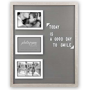 Sage Green Peg Letter Board with Removeable Letters and 3 6x4 Inch Photo Frames
