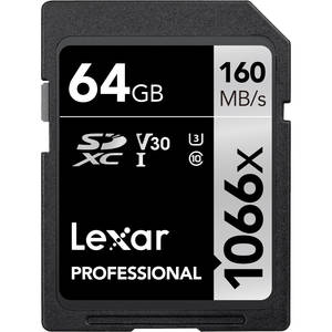 Lexar Professional 64GB 1066x SDXC UHS-I SILVER Series Memory Card