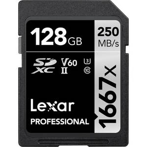 Lexar 128GB Professional 1667x SDXC UHS-II Card | Read 250MB/s | Write 120MB/s