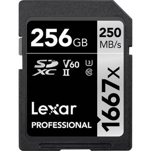 Lexar 256GB Professional 1667x SDXC UHS-II Card | Read 250MB/s | Write 120MB/s