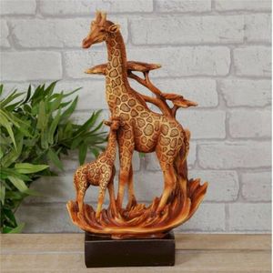 Naturecraft Wood Effect Giraffe and Baby on Base Ornament Figurine