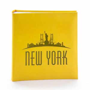 Yellow New York Photo Album, 6x4 Slip In, Holds 200 Photos, Memo Area
