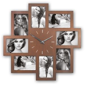 Padova Wood Photo Frame and Clock for 8 6x4 Photos