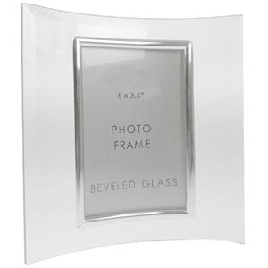 Sixtrees Curved Bevelled Glass Silver 5x3.5 Photo Frame Vertical