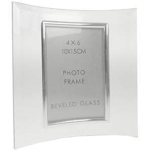 Sixtrees Curved Bevelled Glass Silver 6x4 Photo Frame Vertical