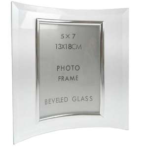 Sixtrees Curved Bevelled Glass Silver 7x5 Photo Frame Vertical
