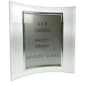 Sixtrees Curved Bevelled Glass Silver 8x6 Photo Frame Vertical