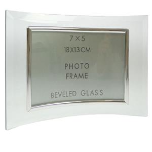 Sixtrees Curved Bevelled Glass Silver 7x5 Photo Frame Horizontal