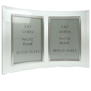 Sixtrees Curved Bevelled Glass Silver 7x5 Photo Frame Double Vertical