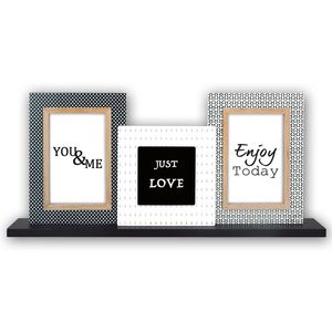 Roquette Criss Cross Multi Aperture Wood Photo Frame for 2 6x4 and 1 4x4 Photos