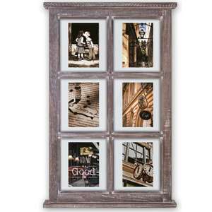 Hampton Window Style Floating Brown Multi Photo Frame Overall Size 26.5x17 Inches
