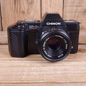 Used Chinon CP-7m Multi Program 35mm Analogue Film SLR Camera with Ricoh 55mm F2.2 Lens