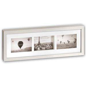 Pigalle Wooden White Triple 6x4 inch Box Photo Frame Overall Size 22x7.5 Inches