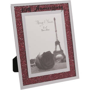 Celebrations Crystal Border 7x5 Photo Frame - 40th Anniversary - Red