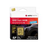 AgfaPhoto 64GB SDXC UHS-1 U3 Pro High Speed V30 Memory Card