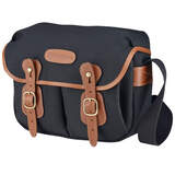 Billingham Hadley Small Shoulder Bag - Black Canvas Tan Leather