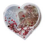 Dorr Heart Shaped Snow Globe with Snow and Red Hearts