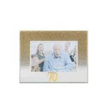 Celebrations 70th Gold Glitter Glass Frames | Standing Strut | Mirror Finish