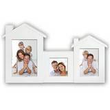 House Multi Aperture Photo Frame for 3 Photos | 4x4 6x4 & 7x5 inch | White | Hangs