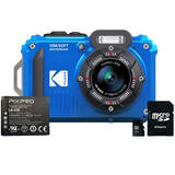 Kodak WPZ2 Rugged Waterproof Camera with additional LB-015 Battery & 16GB Micro SD Card | Blue