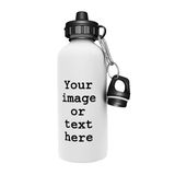 Personalised Aluminium White Water Bottle - 600ml - Add your Photo or Text