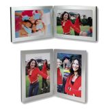 Nick Silver Double Photo Frame | Stands | Brushed Matte Finish
