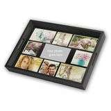 Personalised Black Wooden Photo Tray for 9 Custom Photographs Overall Size 18x14