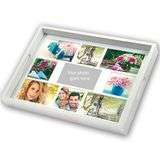 Personalised White Wooden Photo Tray for 9 Custom Photographs Overall Size 18x14