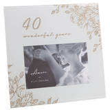 Amore 40th Anniversary Glass 6x4 Photo Frame - '40 Wonderful Years' - Gold Glitter Floral